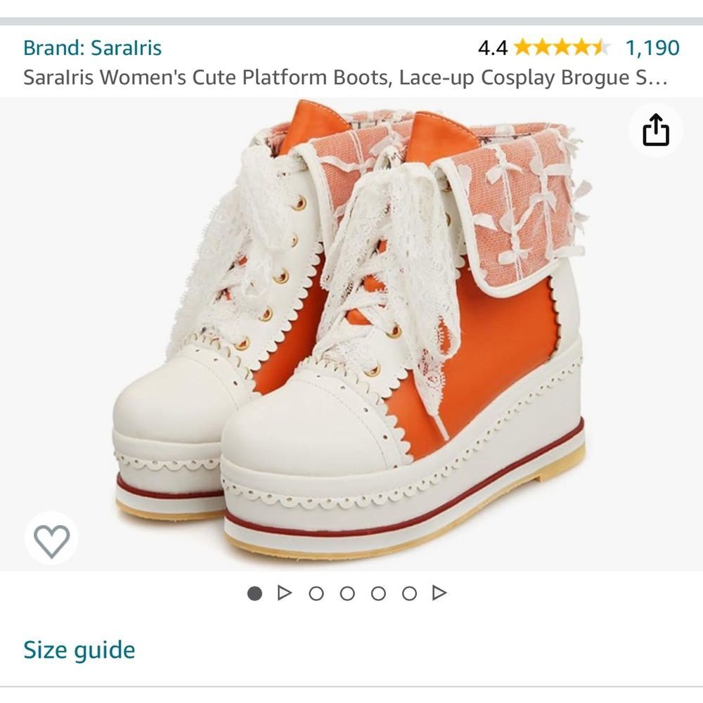COPY - SaraIris NWOT Women's size 7 (38) Orange Lace-up Platform Boots Cosplay